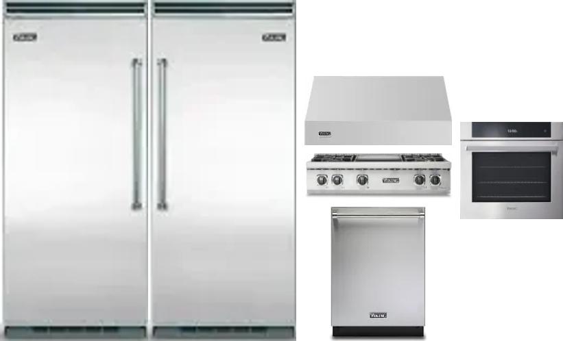 6 Piece Package Includes Refrigerator, Freezer, Cooktop, Wall Oven, Hood And Dishwasher