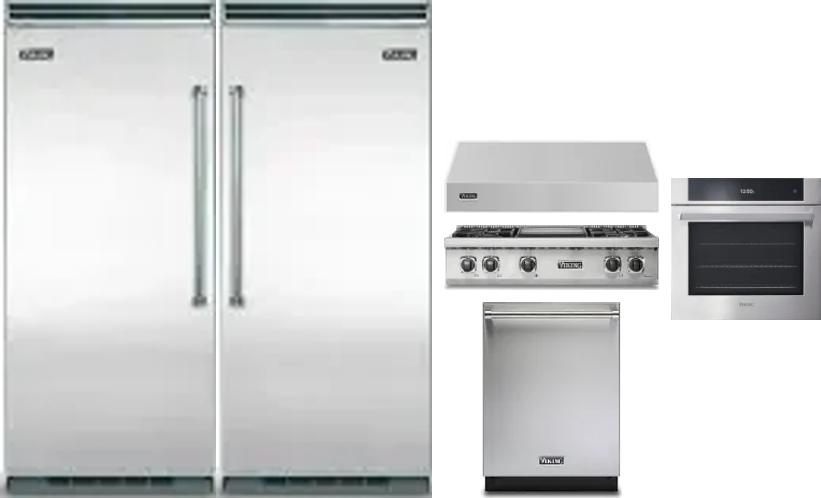 6 Piece Package Includes Refrigerator, Freezer, Cooktop, Wall Oven, Hood And Dishwasher