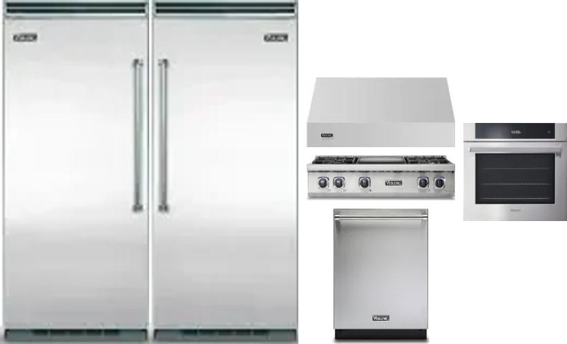6 Piece Package Includes Refrigerator, Freezer, Cooktop, Wall Oven, Hood And Dishwasher