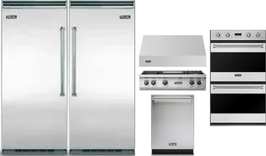 6 Piece Package Includes Refrigerator, Freezer, Cooktop, Wall Oven, Hood And Dishwasher