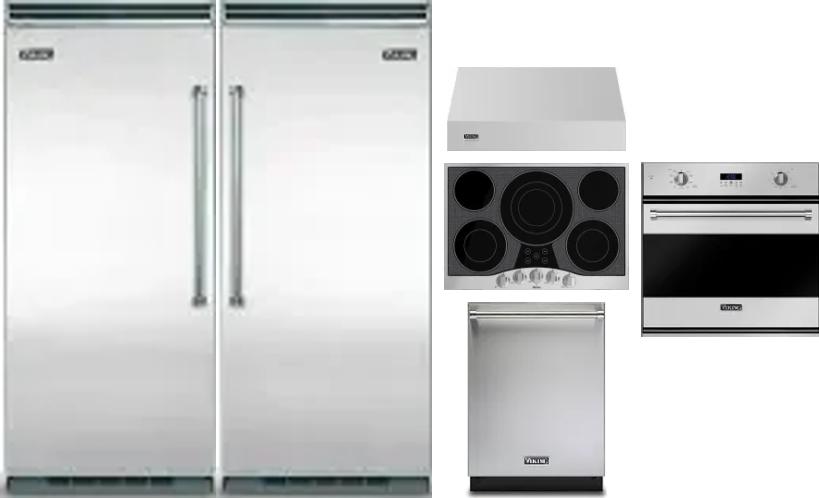 6 Piece Package Includes Refrigerator, Freezer, Cooktop, Wall Oven, Hood And Dishwasher