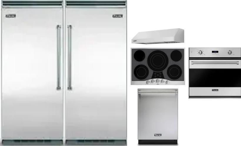 6 Piece Package Includes Refrigerator, Freezer, Cooktop, Wall Oven, Hood And Dishwasher