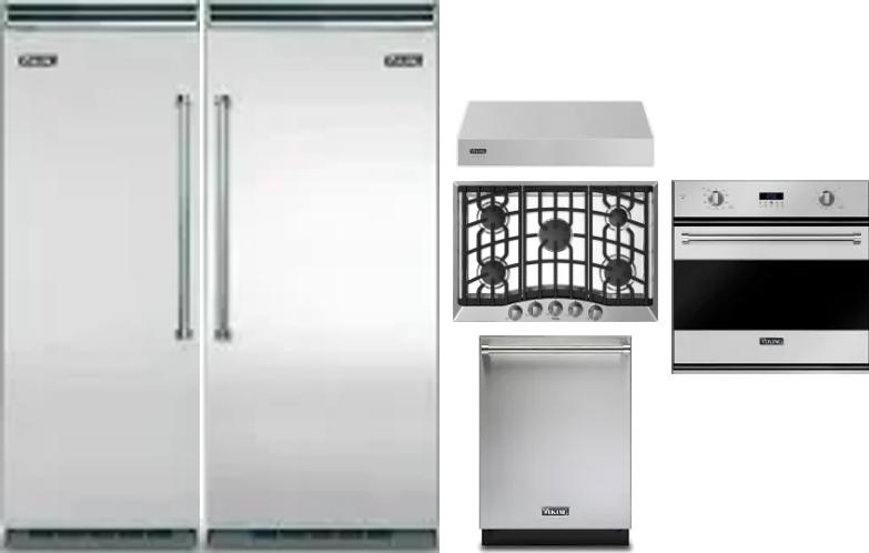 6 Piece Package Includes Refrigerator, Freezer, Cooktop, Wall Oven, Hood And Dishwasher