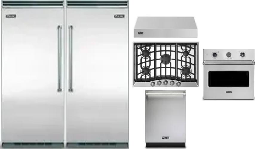 6 Piece Package Includes Refrigerator, Freezer, Cooktop, Wall Oven, Hood And Dishwasher