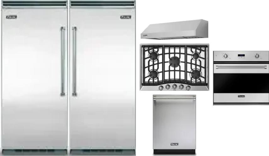 6 Piece Package Includes Refrigerator, Freezer, Cooktop, Wall Oven, Hood And Dishwasher