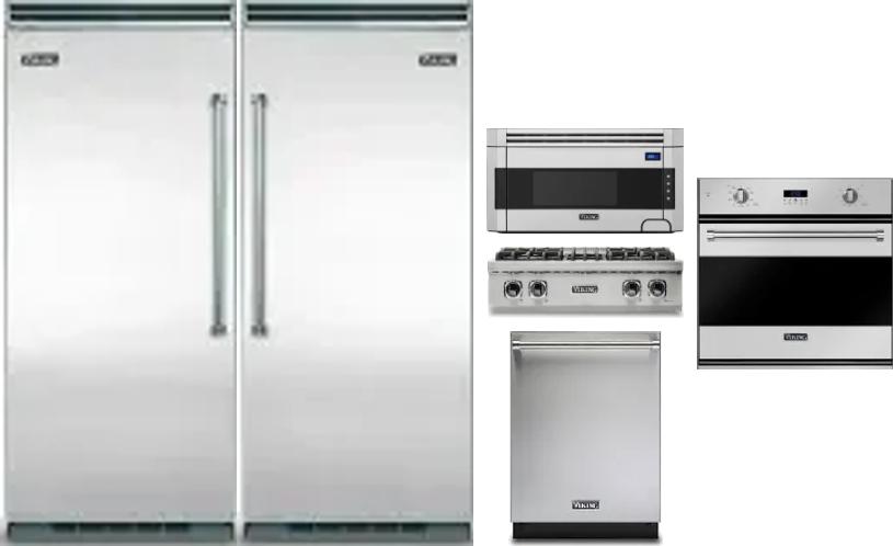 6 Piece Package Includes Refrigerator, Freezer, Cooktop, Wall Oven, Microwave And Dishwasher