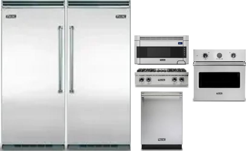 6 Piece Package Includes Refrigerator, Freezer, Cooktop, Wall Oven, Microwave And Dishwasher