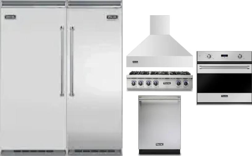 6 Piece Package Includes Refrigerator, Freezer, Cooktop, Wall Oven, Hood And Dishwasher