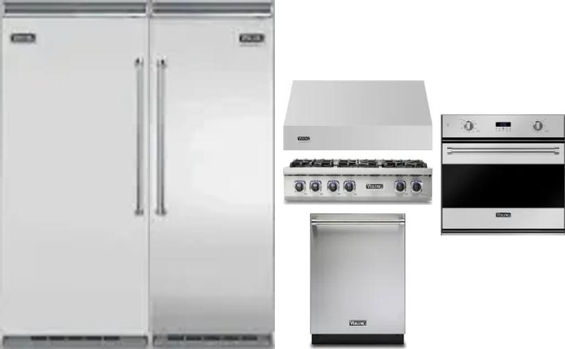 6 Piece Package Includes Refrigerator, Freezer, Cooktop, Wall Oven, Hood And Dishwasher