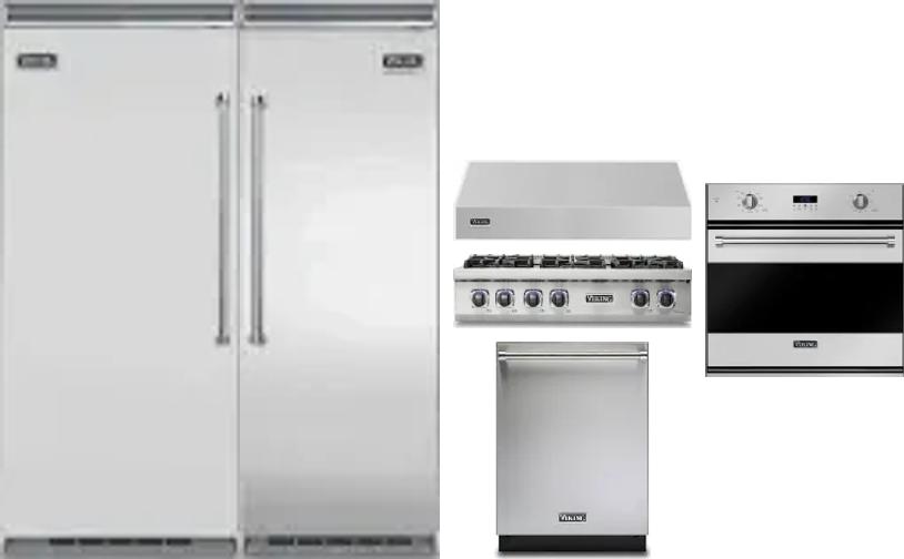 6 Piece Package Includes Refrigerator, Freezer, Cooktop, Wall Oven, Hood And Dishwasher