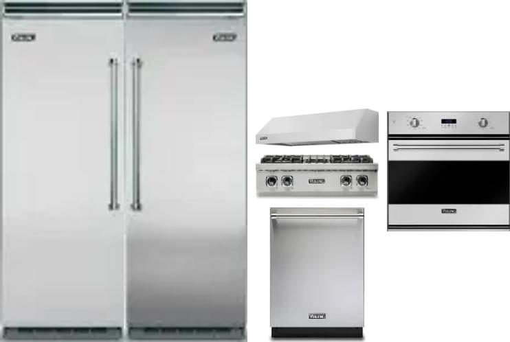 6 Piece Package Includes Refrigerator, Freezer, Cooktop, Wall Oven, Hood And Dishwasher