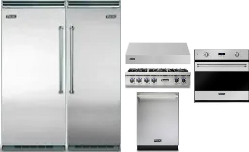 6 Piece Package Includes Refrigerator, Freezer, Cooktop, Wall Oven, Hood And Dishwasher