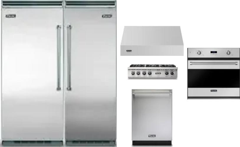 6 Piece Package Includes Refrigerator, Freezer, Cooktop, Wall Oven, Hood And Dishwasher