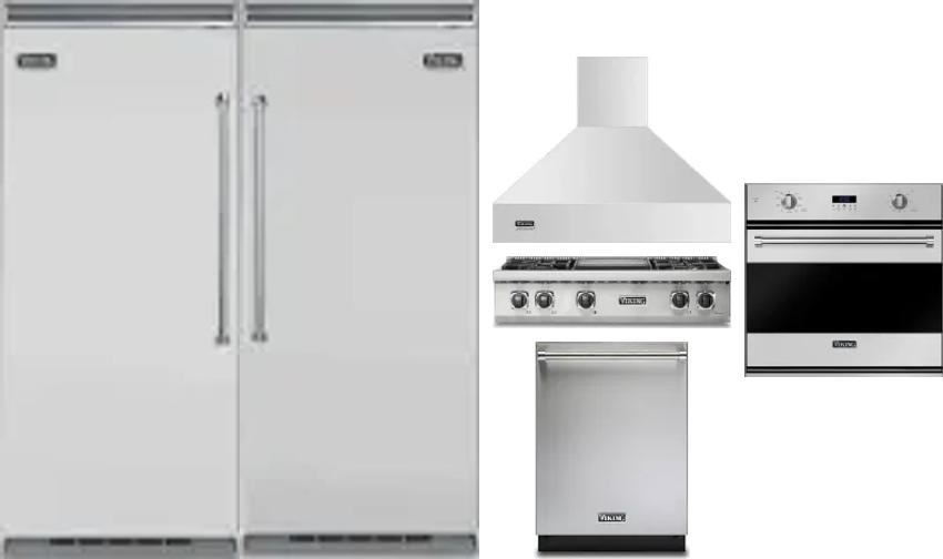 6 Piece Package Includes Refrigerator, Freezer, Cooktop, Wall Oven, Hood And Dishwasher