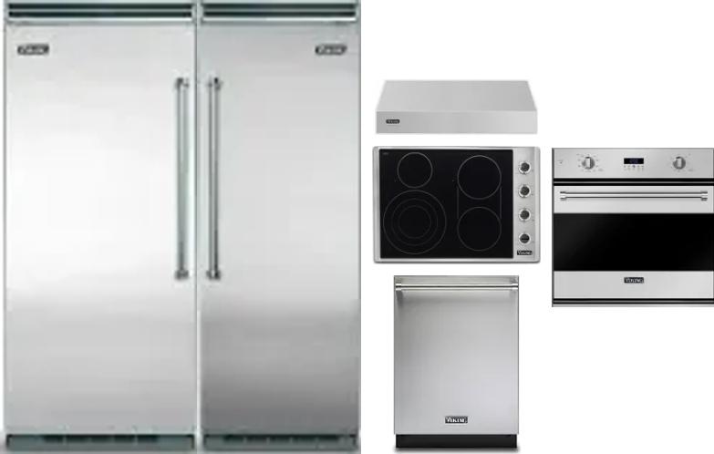 6 Piece Package Includes Refrigerator, Freezer, Cooktop, Wall Oven, Hood And Dishwasher