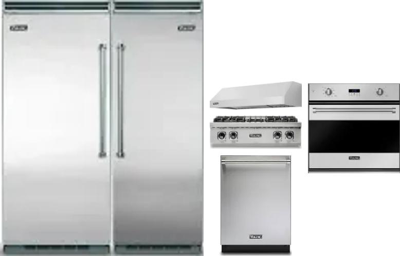 6 Piece Package Includes Refrigerator, Freezer, Cooktop, Wall Oven, Hood And Dishwasher