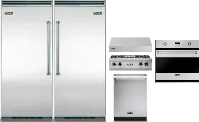 6 Piece Package Includes Refrigerator, Freezer, Cooktop, Wall Oven, Hood And Dishwasher