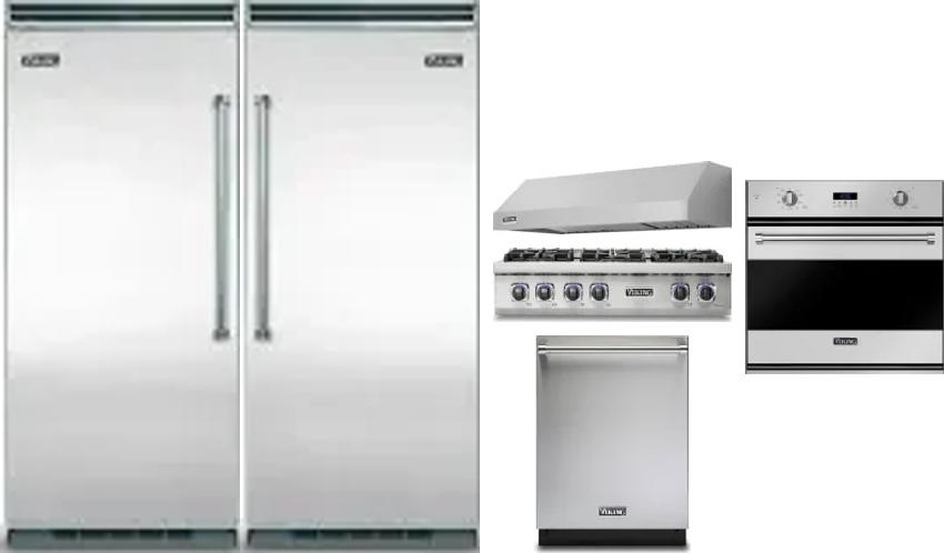 6 Piece Package Includes Refrigerator, Freezer, Cooktop, Wall Oven, Hood And Dishwasher