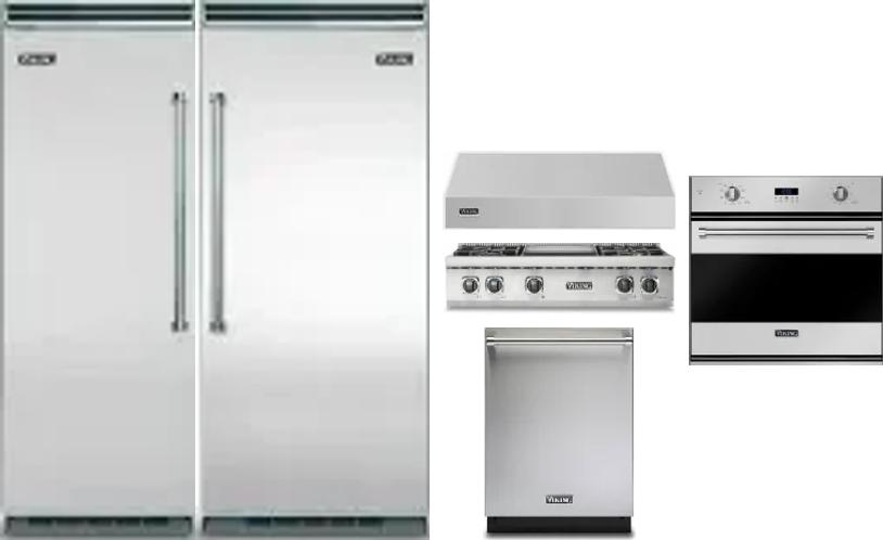 6 Piece Package Includes Refrigerator, Freezer, Cooktop, Wall Oven, Hood And Dishwasher