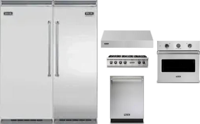 6 Piece Package Includes Refrigerator, Freezer, Cooktop, Wall Oven, Hood And Dishwasher