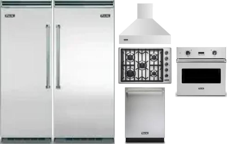 6 Piece Package Includes Refrigerator, Freezer, Cooktop, Wall Oven, Hood And Dishwasher