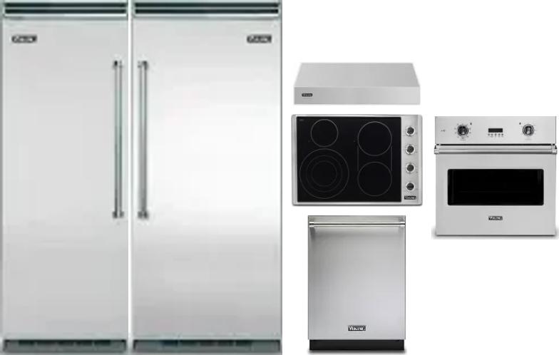 6 Piece Package Includes Refrigerator, Freezer, Cooktop, Wall Oven, Hood And Dishwasher