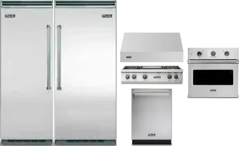 6 Piece Package Includes Refrigerator, Freezer, Cooktop, Wall Oven, Hood And Dishwasher