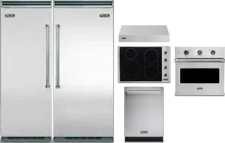 6 Piece Package Includes Refrigerator, Freezer, Cooktop, Wall Oven, Hood And Dishwasher