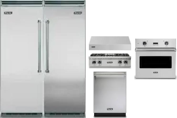 6 Piece Package Includes Refrigerator, Freezer, Cooktop, Wall Oven, Hood And Dishwasher