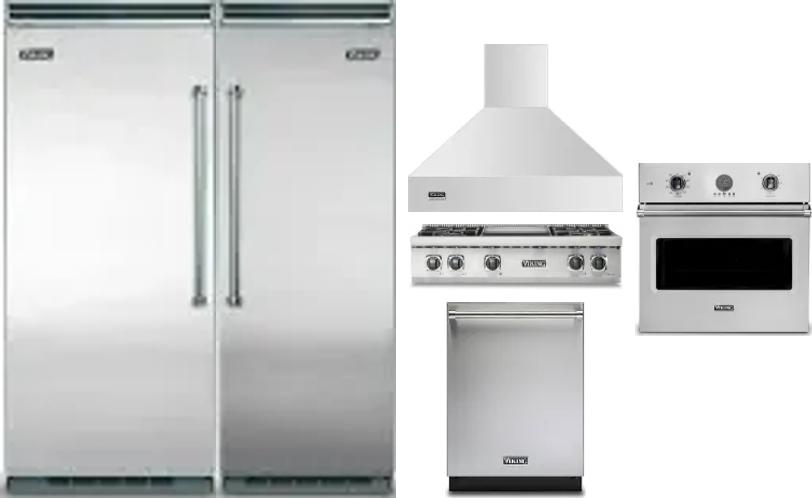 6 Piece Package Includes Refrigerator, Freezer, Cooktop, Wall Oven, Hood And Dishwasher