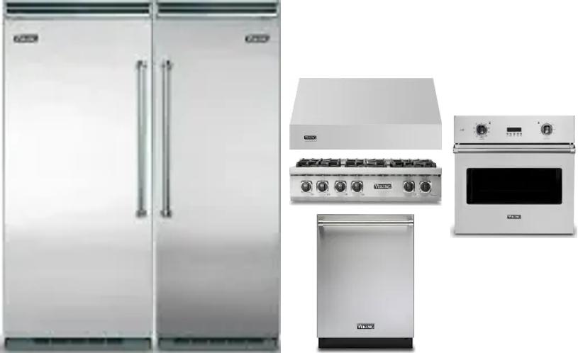 6 Piece Package Includes Refrigerator, Freezer, Cooktop, Wall Oven, Hood And Dishwasher