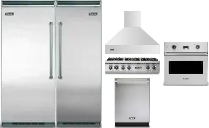 6 Piece Package Includes Refrigerator, Freezer, Cooktop, Wall Oven, Hood And Dishwasher
