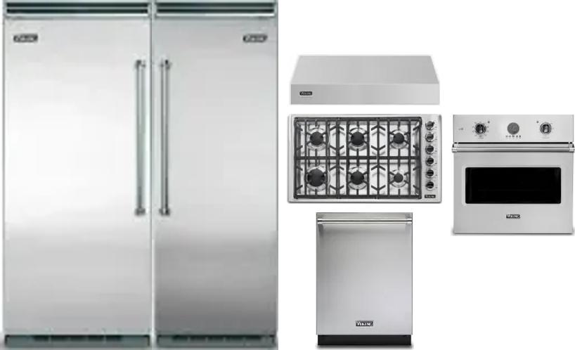 6 Piece Package Includes Refrigerator, Freezer, Cooktop, Wall Oven, Hood And Dishwasher