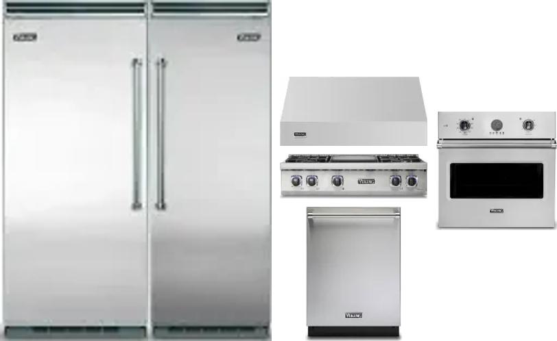 6 Piece Package Includes Refrigerator, Freezer, Cooktop, Wall Oven, Hood And Dishwasher