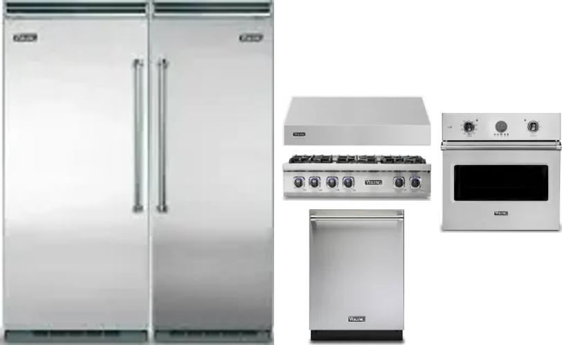 6 Piece Package Includes Refrigerator, Freezer, Cooktop, Wall Oven, Hood And Dishwasher