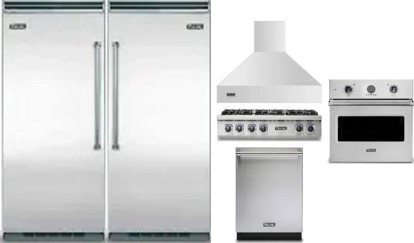 6 Piece Package Includes Refrigerator, Freezer, Cooktop, Wall Oven, Hood And Dishwasher