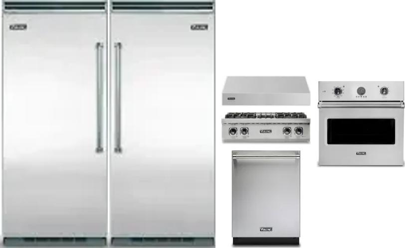 6 Piece Package Includes Refrigerator, Freezer, Cooktop, Wall Oven, Hood And Dishwasher