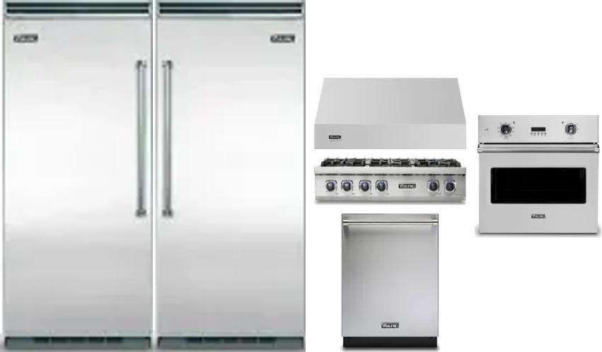 6 Piece Package Includes Refrigerator, Freezer, Cooktop, Wall Oven, Hood And Dishwasher