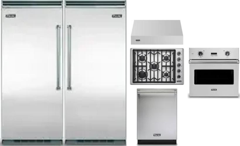 6 Piece Package Includes Refrigerator, Freezer, Cooktop, Wall Oven, Hood And Dishwasher