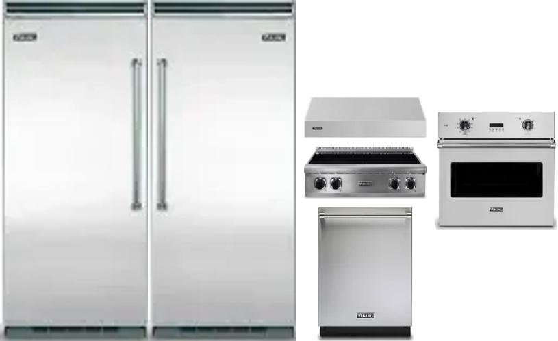 6 Piece Package Includes Refrigerator, Freezer, Cooktop, Wall Oven, Hood And Dishwasher