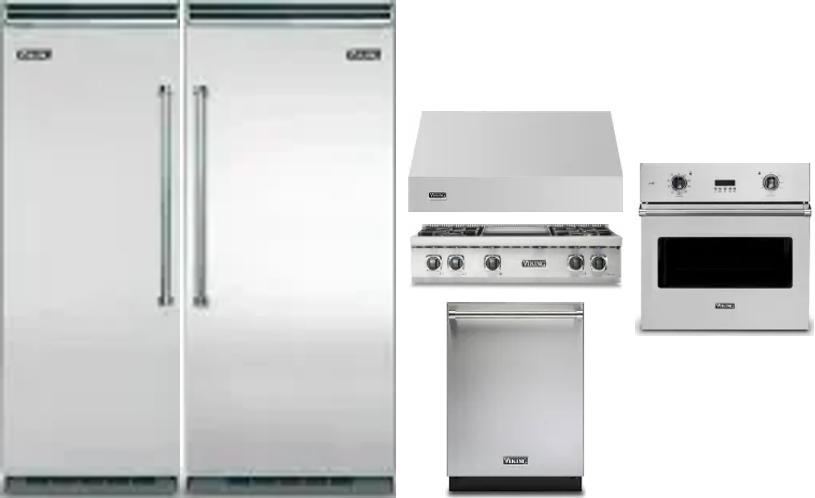 6 Piece Package Includes Refrigerator, Freezer, Cooktop, Wall Oven, Hood And Dishwasher