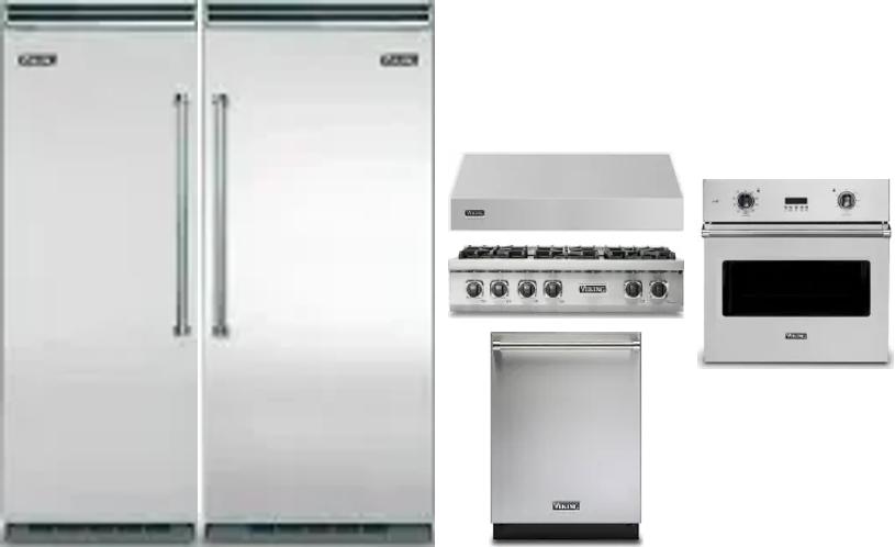 6 Piece Package Includes Refrigerator, Freezer, Cooktop, Wall Oven, Hood And Dishwasher