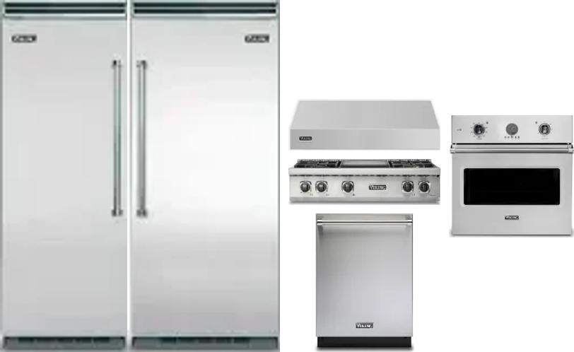 6 Piece Package Includes Refrigerator, Freezer, Cooktop, Wall Oven, Hood And Dishwasher