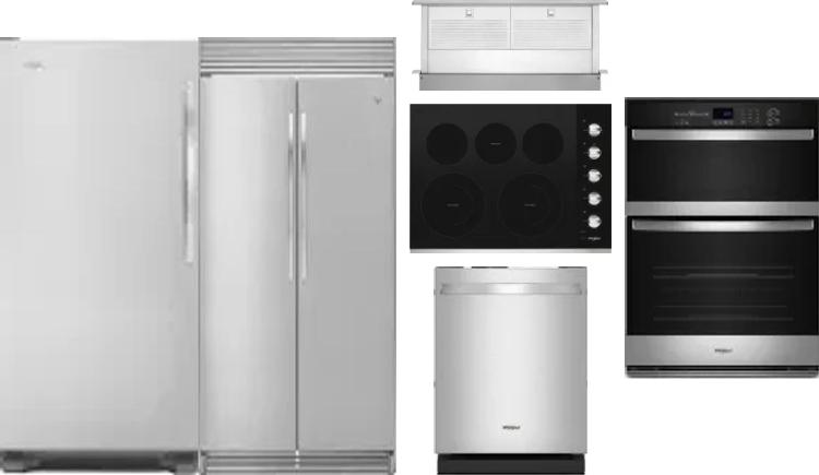 6 Piece Package Includes Refrigerator, Freezer, Cooktop, Wall Oven, Hood And Dishwasher
