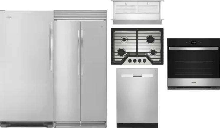 6 Piece Package Includes Refrigerator, Freezer, Cooktop, Wall Oven, Hood And Dishwasher