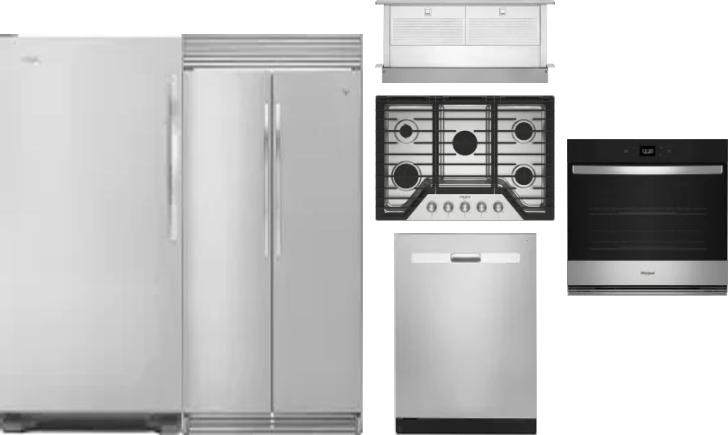 6 Piece Package Includes Refrigerator, Freezer, Cooktop, Wall Oven, Hood And Dishwasher