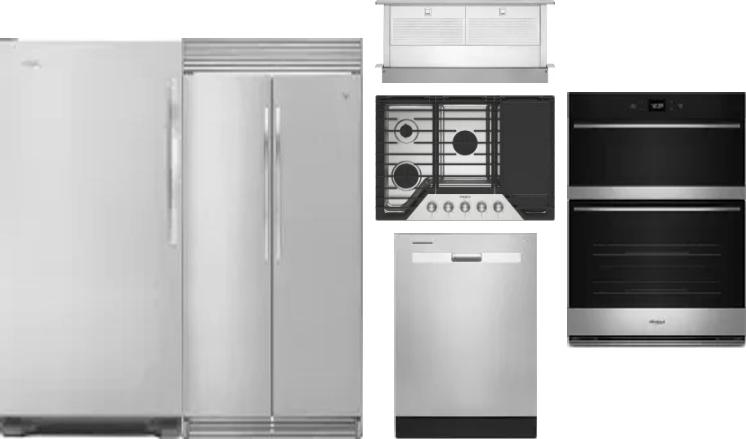 6 Piece Package Includes Refrigerator, Freezer, Cooktop, Wall Oven, Hood And Dishwasher