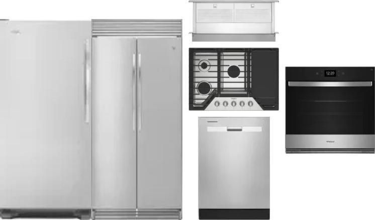 6 Piece Package Includes Refrigerator, Freezer, Cooktop, Wall Oven, Hood And Dishwasher