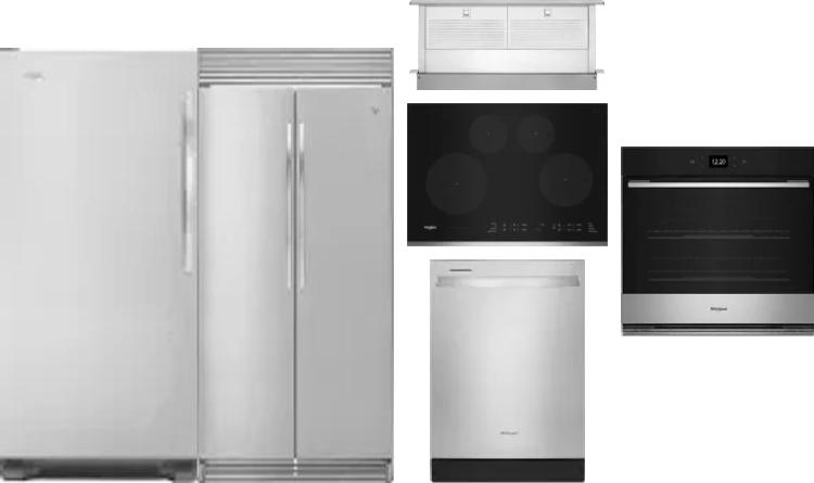 6 Piece Package Includes Refrigerator, Freezer, Cooktop, Wall Oven, Hood And Dishwasher