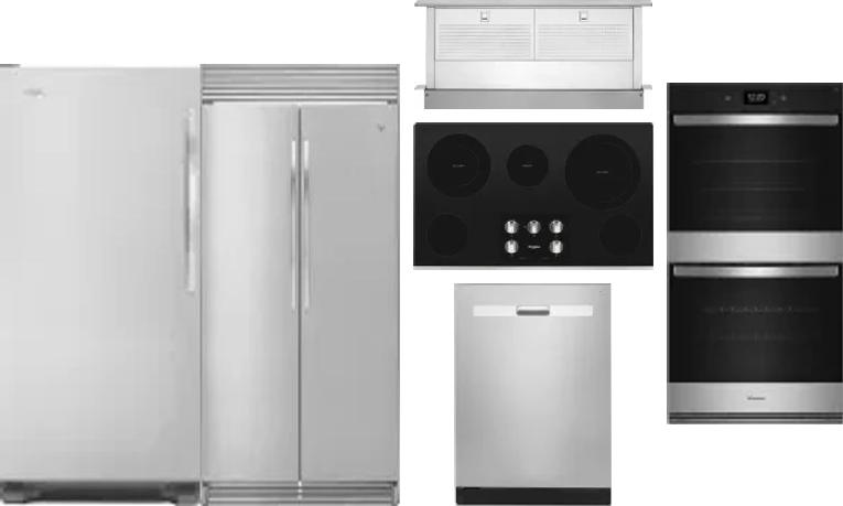 6 Piece Package Includes Refrigerator, Freezer, Cooktop, Wall Oven, Hood And Dishwasher